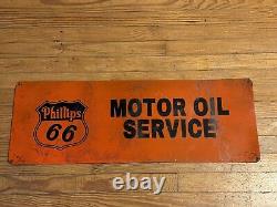 Vintage Phillips 66 Sign Motor Oil Service Painted Metal Rare Authentic