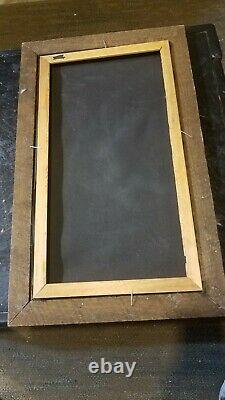 Vintage Pink Panther black velvet painting wood frame signed 23x14 umbrella rain