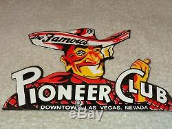 Vintage Pioneer Club Casino Las Vegas Nevada 7.5 Porcelain Metal Gas Oil Sign