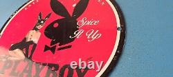 Vintage Playboy Porcelain Gas Service Station Pump Plate Pinup Girl Sign