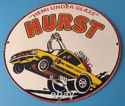 Vintage Plymouth Barracuda Sign Hurst Hemi Engine Auto Gas Pump Porcelain Sign