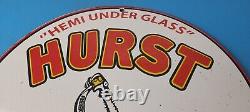 Vintage Plymouth Barracuda Sign Hurst Hemi Engine Auto Gas Pump Porcelain Sign