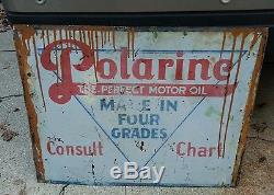 Vintage Polarine Perfect Motor Oil sign made in 4 grades metal not porcelain