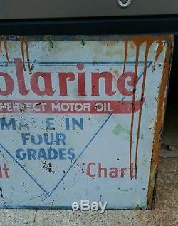 Vintage Polarine Perfect Motor Oil sign made in 4 grades metal not porcelain