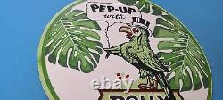 Vintage Polly Gasoline Porcelain Pep-up Parrot Gas Service Station Pump Sign
