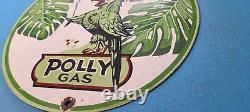 Vintage Polly Gasoline Porcelain Pep-up Parrot Gas Service Station Pump Sign