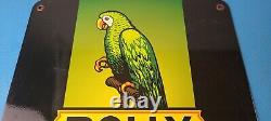 Vintage Polly Motor Oil Sign Gasoline Pump Parrot Sign