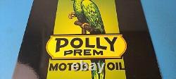 Vintage Polly Motor Oil Sign Gasoline Pump Parrot Sign