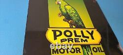 Vintage Polly Motor Oil Sign Gasoline Pump Parrot Sign
