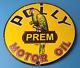 Vintage Polly Motor Oil Sign Porcelain Premium Gasoline Pump Plate Sign