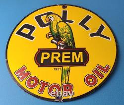Vintage Polly Motor Oil Sign Porcelain Premium Gasoline Pump Plate Sign