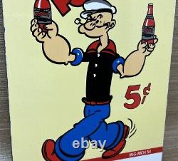 Vintage Popeye Cola Porcelain Sign Gas Station Pump Plate Service Soda Pepsi