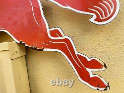 Vintage Porcelain 1953 Mobil Oil Pegasus Horse Sign Metal USA Lube Gas Station