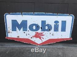 Vintage Porcelain 1957 MOBIL Sign Gas Oil Gasoline Sign