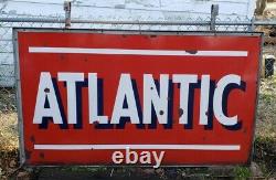 Vintage Porcelain Atlantic Gas Station Advertising Sign DSP Large Oil Pump Can