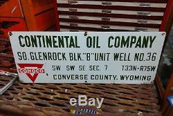 Vintage Porcelain Continental Oil Company Well Lease Gas Sign