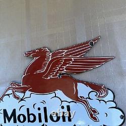 Vintage Porcelain Enamel Metal Mobile Oil Pegasus Sign