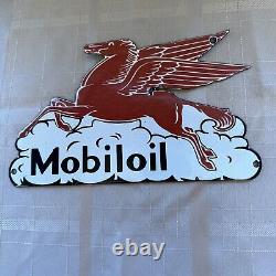 Vintage Porcelain Enamel Metal Mobile Oil Pegasus Sign