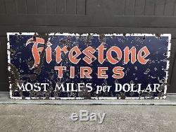 Vintage Porcelain FIRESTONE TIRES GASOLINE oil AUTO Sign