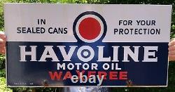 Vintage Porcelain Havoline Motor Oil Gas And Oil Sign