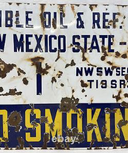 Vintage. Porcelain. Humble Oil & Ref. Co. Oil Well Lease Sign Rare