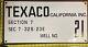 Vintage Porcelain Oil Field Sign Texaco California Inc. Sec. 7 Well No. 21