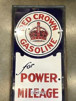 Vintage Porcelain RED CROWN THERMOMETER Sign Gas Oil Gasoline Polarine ISO-VIS