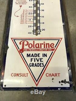 Vintage Porcelain RED CROWN THERMOMETER Sign Gas Oil Gasoline Polarine ISO-VIS