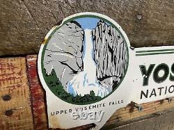 Vintage Porcelain Sign Yosemite National Park Forest Service Topper Gas & Oil