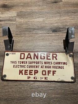 Vintage Porcelain sign PG&E Danger Keep Off High Voltage