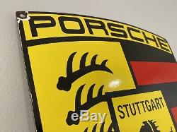 Vintage Porsche Porcelain Dealership Sign Gas, Oil, Stuttgart, Germany, Ferrari