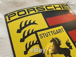 Vintage Porsche Porcelain Sign, Dealership, Gas, Oil, Stuttgart Germany, Rare