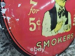 Vintage Postmaster Smokers Porcelain Sign Cigar Postal Governmen Tobacco Oil Gas