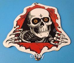Vintage Powell Peralta Sign Skateboarding Bones Skull Hawk Gas Porcelain Sign