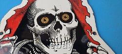 Vintage Powell Peralta Sign Skateboarding Bones Skull Hawk Gas Porcelain Sign
