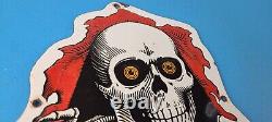 Vintage Powell Peralta Sign Skateboarding Bones Skull Hawk Gas Porcelain Sign