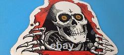 Vintage Powell Peralta Sign Skateboarding Bones Skull Hawk Gas Porcelain Sign