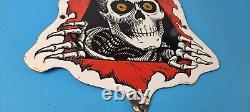 Vintage Powell Peralta Sign Skateboarding Bones Skull Hawk Gas Porcelain Sign