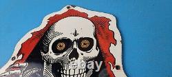 Vintage Powell Peralta Sign Skateboarding Bones Skull Hawk Gas Porcelain Sign