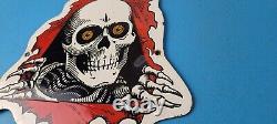 Vintage Powell Peralta Sign Skateboarding Bones Skull Hawk Gas Porcelain Sign