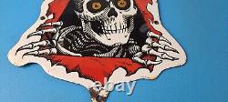 Vintage Powell Peralta Sign Skateboarding Bones Skull Hawk Gas Porcelain Sign