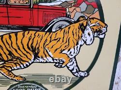 Vintage Power Lube Porcelain Sign Powerline Tiger Motor Oil Automobile Lubricant