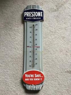 Vintage Prestone Anti-freeze Thermometer Porcelain Gas Oil Sign Advertising 36