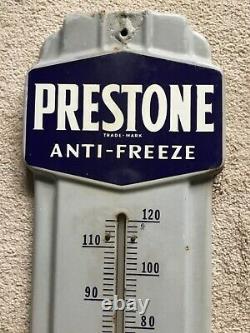 Vintage Prestone Anti-freeze Thermometer Porcelain Gas Oil Sign Advertising 36