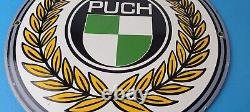 Vintage Puch Mopeds Sign Porcelain Gas Pump Service Bicycle Auto Bike Sign