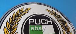 Vintage Puch Mopeds Sign Porcelain Gas Pump Service Bicycle Auto Bike Sign