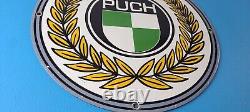 Vintage Puch Mopeds Sign Porcelain Gas Pump Service Bicycle Auto Bike Sign