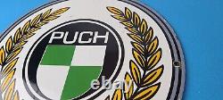 Vintage Puch Mopeds Sign Porcelain Gas Pump Service Bicycle Auto Bike Sign