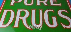 Vintage Pure Drugs Porcelain General Store Gas Service Station Pharmacy Sign