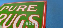 Vintage Pure Drugs Porcelain General Store Gas Service Station Pharmacy Sign